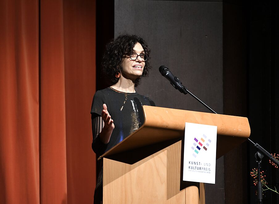Lia Rodgrigues bei der Preisverleihung des Kunst- und Kulturpreises der deutschen Katholiken 2021