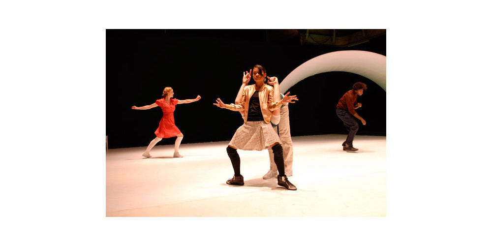 Sarah Grether, Christine Joy Ritter, Jörg Schiebe (dahinter) &amp; Eugene „U-gin“ Boateng (v.l.n.r.)